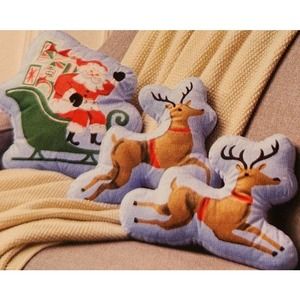St. Nicholas Square Santa Sleigh Reindeer Throw Pillows Set of 3‎